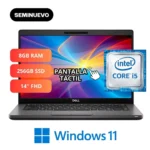 Laptop Dell i5 8GB 256GB SSD 14” Táctil Windows 11 + Mochila y Mouse